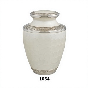Pureza Blanco Esmalte festoneado Diseño Latón Cremación Funeral Memorial Adulto Ceniza Urnas humanas Bolsa de terciopelo gratis - Product Image 1