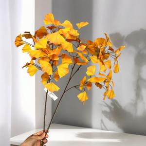 MSH Naranja, Hoja de Ginkgo Artificial Más Vendida, <span class=keywords><strong>Arreglos</strong></span> Florales de Alta Gama - Product Image 1