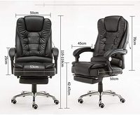 Silla de Oficina Ejecutiva de Cuero PU con Respaldo Alto y Masaje con Vibración, Silla Reclinable Giratoria con Reposapiés para el Hogar y la Oficina
