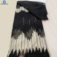 Tissu en dentelle de tulle français brodé de perles et de sequins Sinya de luxe pour mariage, haute qualité, 5 yards, dentelle nuptiale perlée