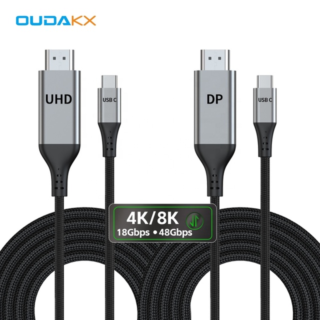 OEM HOT Trending 4K 8K  2.1 2.0 High Speed 48Gbps HD DP 1.2 Type C to HDMI DP Cable for TV Conference Rooms