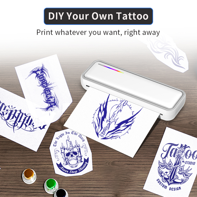 A4 Portable Mini Thermal Printer, Rechargeable Wireless for Custom Tattoo Pattern Transfer, Hot Sale