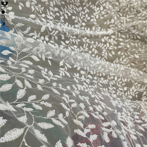 Mới Sang Trọng Màu Trắng Đám Cưới shinning Đính Cườm Lưới <span class=keywords><strong>2025</strong></span> Tốt Nhất Ren Long Lanh Vải - Product Image 4