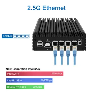 Intel N100 N305 Fanles Mini PC Firewall Appliance DDR5 RAM M.2 SSD 4x2.5Gbe VPN Router Firewall Mini Computer