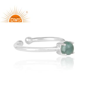 Bague tendance en argent sterling fin et brillant, sertie d'émeraude, style indien, avec bande ajustable, bijoux faits à la main, vente en gros - Product Image 2