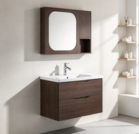 Meuble-lavabo mural moderne en acier inoxydable laqué, miroir inclus, résistant à l'eau, écologique, pour usage hôtelier