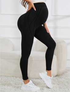 Vente en gros de leggings de maternité pour femmes sur le ventre pantalon de yoga de <span class=keywords><strong>grossesse</strong></span> pleine longueur vêtements de sport collants d'entraînement leggings d'entraînement - Product Image 2