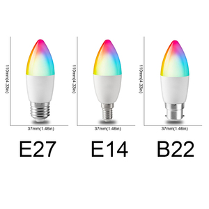 Tuya RGB <span class=keywords><strong>LED</strong></span> thông minh bóng đèn C37 <span class=keywords><strong>E27</strong></span> B22 <span class=keywords><strong>E14</strong></span> ánh sáng thay đổi độ sáng Wifi <span class=keywords><strong>Led</strong></span> ma thuật đèn AC85V-265V làm việc với Alexa Google nhà - Product Image 2