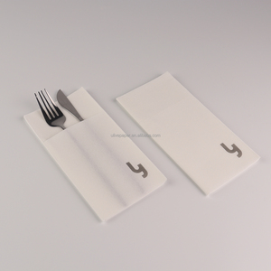 Airlaid dùng một lần giấy trắng Khăn ăn dao kéo mềm in nĩa dao 5 sao khách sạn nhà hàng vải lanh màu túi ăn tối - Product Image 3