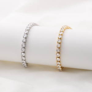 Pulsera de tenis de moda en oro y acero con cadena de circonitas para hombre y mujer, joyería de regalo. - Product Image 3