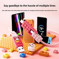 Cable de Datos para Teléfono Móvil 4 en 1 con Diseño Lego para Conectores Tipo C, Línea de Carga Súper Rápida para Teléfonos Android