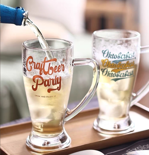 Wholesale Beer Glass Cup Printed Custom Logo Drinking Beer Tasting Glass Beer Mug