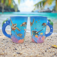 Logo personnalisé cadeau de voyage souvenir de plage tasse tortue en céramique tasses à café océan de mer