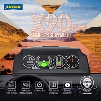 AUTOOL X90 GPS Vitesse PMH KMH Inclinomètre Boussole de voiture HUD Angle d'inclinaison Protractor Horloge Latitude Longitude