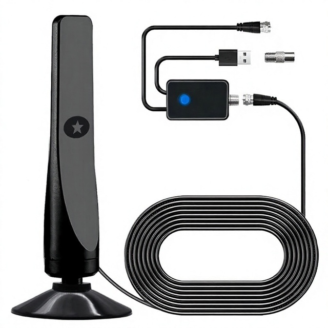 New Hongyu European & American HDTV Antenna Cross-Border E-Commerce Mini HD Indoor Digital TV DVB-T2 12DB with Amplifier