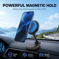 Soporte Magnético Plegable para Teléfono de Coche con Doble Bisagra y Ventosa, Rotación de 360 Grados, Altura Ajustable para Navegación