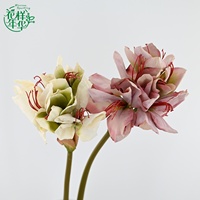 Bunga Amaryllis Buatan Premium 70cm Warna Beige Elegan dengan Kelopak Ganda untuk Dekorasi Lorong Pernikahan di Gereja.