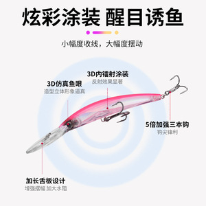18cm 25g <span class=keywords><strong>Yo</strong></span> <span class=keywords><strong>Zuri</strong></span> Crystal 3D Minnow Deep Diver Larga distancia Mino Hundimiento lento Agua dulce Agua de mar Señuelo de pesca Cebo duro - Product Image 2