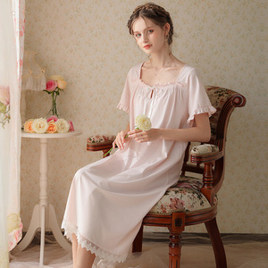 2025 estate nuovo stile di <span class=keywords><strong>cotone</strong></span> <span class=keywords><strong>camicia</strong></span> <span class=keywords><strong>da</strong></span> <span class=keywords><strong>notte</strong></span> francese puro desiderio manica corta dolce principessa ragazza pigiama allentato Sexy per la casa - Product Image 6