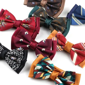 Padrão Personalizado Homens e mulheres acessórios estilo artístico Retro floral arco poliéster seda gravata borboleta