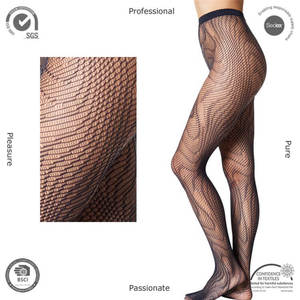 Mujer Sexy Plus Size negro medias con pura textura de piel de serpiente - Product Image 1