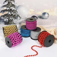 Guirlande de Perles Boules Métallisées en Plastique pour Noël, Décoration de Sapin et Fêtes
