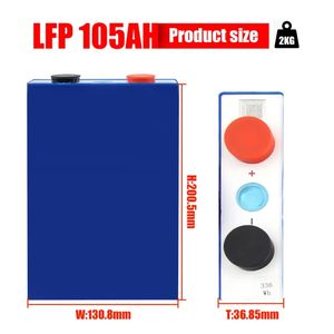 Sel Baterai Prismatic Rechargeable Grade A Ev 3.2V 105Ah 6000 Siklus Lf105Ah Lifepo4 untuk Penyimpanan Energi Rumah Tenaga Surya - Product Image 4