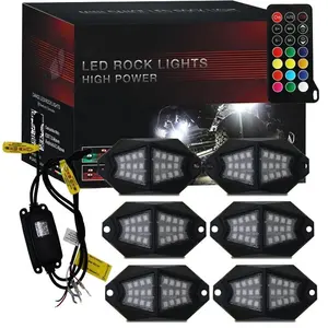 APP + Remote Control musik 4 6 8 12 Pods, Kit lampu Neon Offroad 4 6 8 12 Pods RGBW LED lampu Rock untuk mobil