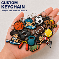 OEM Fabrik Maßgefertigter Gestanzter Flacher PVC Weicher Basketball Schlüsselanhänger Sport Werbe-Schlüsselring Großhandel Fitness Geschenk