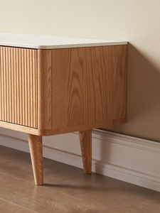 <span class=keywords><strong>Mueble</strong></span> para <span class=keywords><strong>TV</strong></span> de Estilo Nórdico Moderno, <span class=keywords><strong>Madera</strong></span> de <span class=keywords><strong>Roble</strong></span> Macizo, Color Natural y Nogal Negro, con Superficie de Piedra Sinterizada - Product Image 2