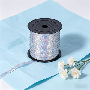 ริบบิ้นผ้าซาตินสีเงินประกายเงาทนทาน 500 ม. อุปกรณ์ตกแต่งปาร์ตี้คริสต์มาส - Product Image 4
