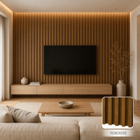 Panneaux muraux rainurés en WPC haut de gamme, écologiques, imperméables et ignifuges pour salle de bain et salon - Design graphique personnalisé en bois