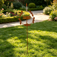 Piquet de jardin papillon en fer forgé artisanal de qualité supérieure pour cour, ornement de jardin extérieur vintage