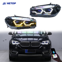 Phares HETOP X5 F15 X6 F16 2014-2018, double couleur, personnalisation spéciale, quatre feux de proche, huit feux de lointain, avec une touche bleue LED unique pour BMW
