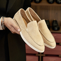 Mocassins d'hiver pour hommes, style italien rétro, en cuir véritable tissé à la main, semelle en caoutchouc antidérapante, chaussures plates