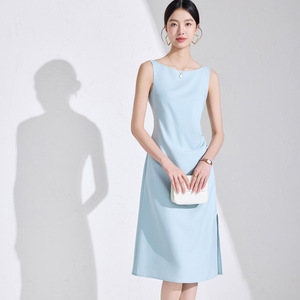 Career Dress Sleeveless Off The Shoulder Natural Waistline City Commuting Zipper Feature Comfortable - Product Image 2