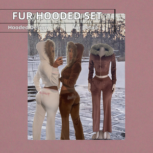 สินค้ามาใหม่ ชุดเซ็ต 2 ชิ้น เสื้อแจ็คเก็ตครอปมีฮู้ดถักเนื้อนุ่มระบายอากาศได้ดีสำหรับผู้หญิง ฤดูใบไม้ร่วง ฤดูหนาว พร้อมกางเกงขายาว สไตล์ลำลอง - Product Image 2