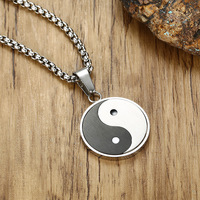 Collier chaîne en acier inoxydable personnalisé en gros, pendentif religieux Taoïsme Bodyguard Gossip, tendance géométrique, pour fiançailles, unisexe