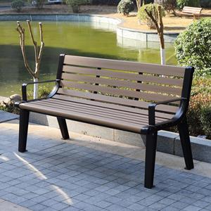 Modern Outdoor <strong>Garden</strong> <strong>Bench</strong> Weatherproof PS <strong>Wood</strong> Park <strong>Bench</strong> <strong>with</strong> Cast Iron Legs Powder Coated Street Furniture KD Design Ne - Product Image 4