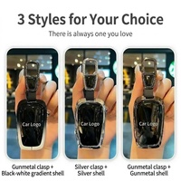 Coque de clé en alliage de zinc argenté pour Toyota avec emblème latéral, longue sangle en cuir, étui de protection élégant, vente en gros, personnalisable