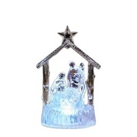 Veilleuse de crèche religieuse transparente en PC avec LED, alimentée par piles, décorations de Noël