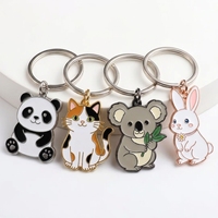 Porte-clés Métal OEM Animaux Mignons Panda Chat Lapin Émail Souple Émail Dur Anneau de Clés Personnalisé Pendentifs de Sac pour Filles Garçons