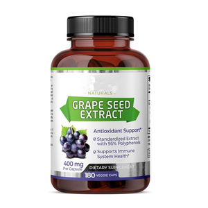 Private Label 400 mg <strong>Grape</strong> <strong>Seed</strong> <strong>Extract</strong> <strong>Capsules</strong> Natural Antioxidant Immune Enhancing Supplement Glial Product - Product Image 1