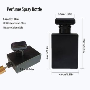 Luxury Matte Black 30ml 50ml 100ml Glass <b>Perfume</b> <b>Bottle</b> Flat Rectangle Clear Refillable Oil <b>Bottle</b> Box Screen Printing Pump - Product Image 2