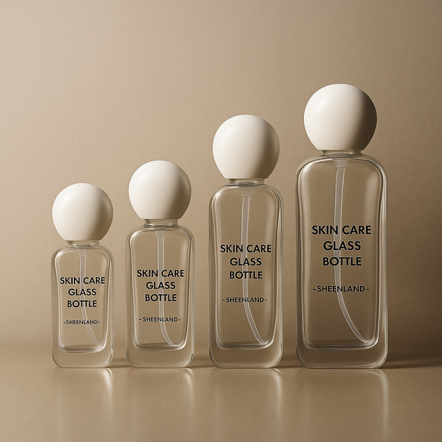 Skincare Set 20ml 30ml 50ml 100ml 120ml square Cosmetic Water Lotion Glass Bottle Round Cap Cream Bottle