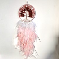 Student Geburtstag Abschluss geschenk Traum fänger Rosa Baum des Lebens geschnitzte Kristall Wind Glocke hängende Dekoration