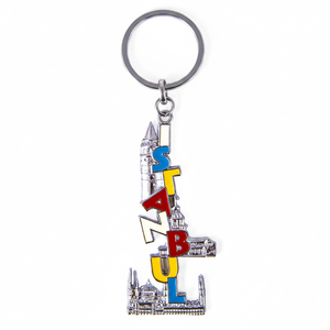 Porte-clés souvenir touristique personnalisé en métal coloré, silhouette d'Istanbul - Product Image 2