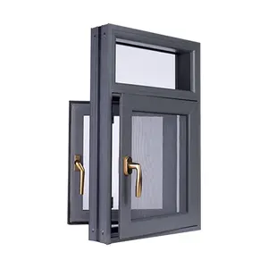 现代设计双层玻璃铝隔音平开窗凸窗铝窗