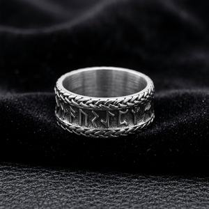 European American Retro Men's <b>Ring</b> Viking Geometric Round Letter Design Hip Hop Style Fashion Jewelry Gift - Product Image 1