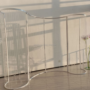 Suministros para fiestas lisas, decoración de fondo de escenario de boda, arco blanco, soporte de fondo de Metal con curvas, soporte de cortina de cuentas ligeras - Product Image 4